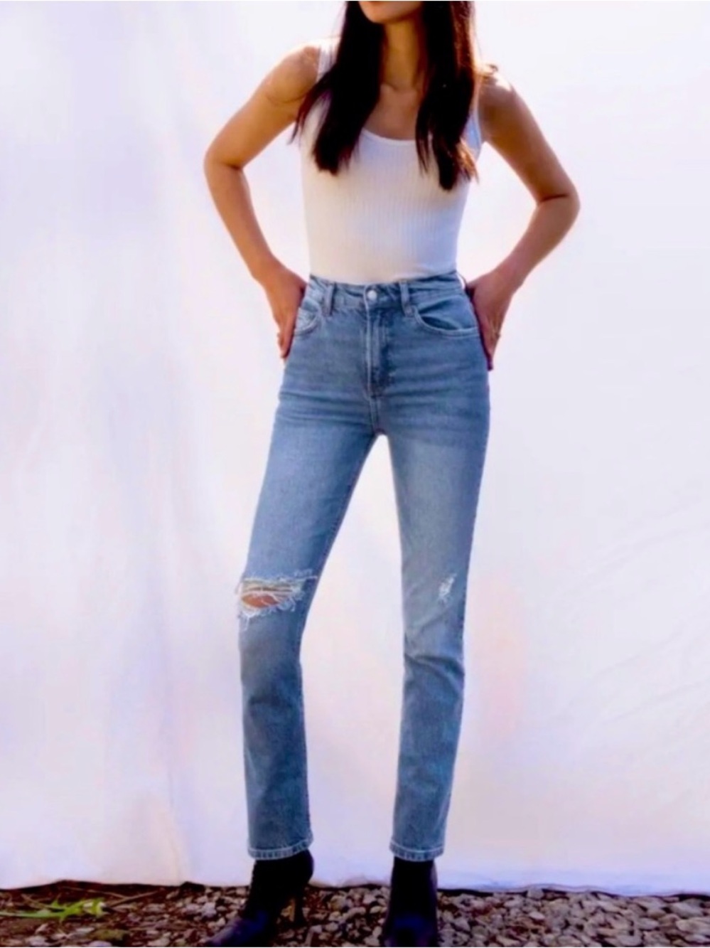 Reformation‎ Liza Palermo Destroyed Jeans.